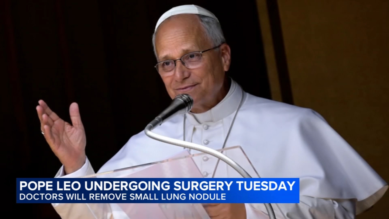 Pope Leo heads to hospital ahead of surgery to remove lung nodule

       — ABC 7 Bay Area, Sonoma Health news